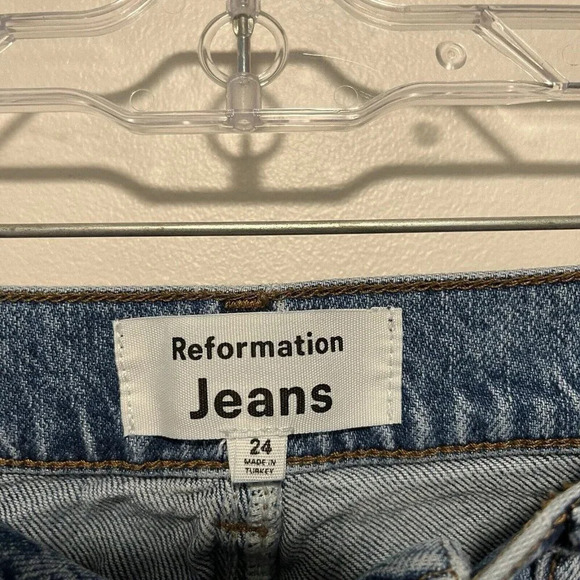 Reformation Liza Ultra High Rise Straight Organic Cotton Jeans in Blue‎ Malta 24 - Picture 5 of 10